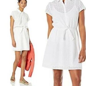 J. Crew Mercantile Women’s Short Sleeve Eyelet Collard Tie front Dress S…